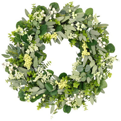 Amorly 21Inch Artificial Spring Summer Greenery Christmas Wreaths For Front Door Green Eucalyptus Leaf Wreath Decor For Farmhouse Outside - image 1