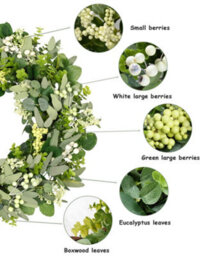 Amorly 21Inch Artificial Spring Summer Greenery Christmas Wreaths For Front Door Green Eucalyptus Leaf Wreath Decor For Farmhouse Outside - thumbnail 3