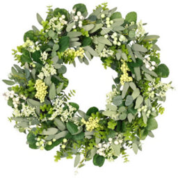 Amorly 21Inch Artificial Spring Summer Greenery Christmas Wreaths For Front Door Green Eucalyptus Leaf Wreath Decor For Farmhouse Outside - thumbnail 1