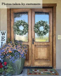 Amorly 21Inch Artificial Spring Summer Greenery Christmas Wreaths For Front Door Green Eucalyptus Leaf Wreath Decor For Farmhouse Outside - thumbnail 7