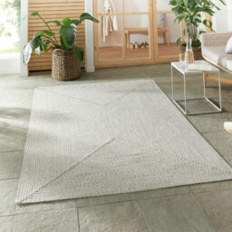 The Rugs Indoor Outdoor Trenzado Rug Polypropylene Bordered Plain Design In White - thumbnail 5