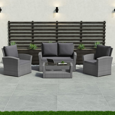 Lassic Vida Designs 4 Seater Garden Rattan Set With Outdoor Sofa, Table And Chairs, Grey - image 1