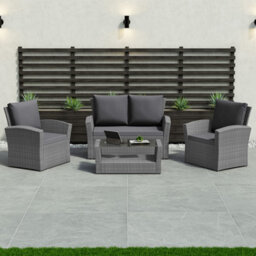 Lassic Vida Designs 4 Seater Garden Rattan Set With Outdoor Sofa, Table And Chairs, Grey - thumbnail 1