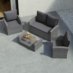 Lassic Vida Designs 4 Seater Garden Rattan Set With Outdoor Sofa, Table And Chairs, Grey - thumbnail 5