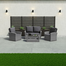 Lassic Vida Designs 4 Seater Garden Rattan Set With Outdoor Sofa, Table And Chairs, Grey - thumbnail 2