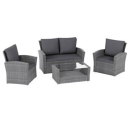 Lassic Vida Designs 4 Seater Garden Rattan Set With Outdoor Sofa, Table And Chairs, Grey - thumbnail 8