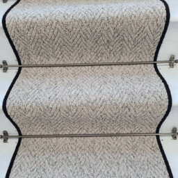RainbowHome Herringbone Mirage Grey Stair Runner With 100 % Pure Wool Edge 70 700 - thumbnail 2