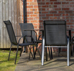 Samuel Alexander Outdoor 6 Person Rectangular Glass Top Garden Dining Table Chairs Set - thumbnail 2