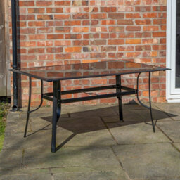 Samuel Alexander Outdoor 6 Person Rectangular Glass Top Garden Dining Table Chairs Set - thumbnail 4