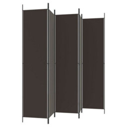 Berkfield 5-Panel Room Divider Brown 250X220 Cm Fabric - thumbnail 5