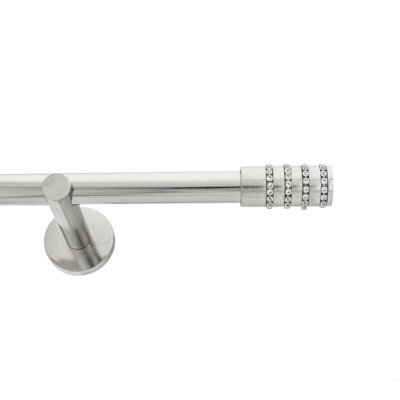 Toolty Inox Metal Curtain Pole 19mm With Finials Rod Modern Brackets Roseti 175Cm