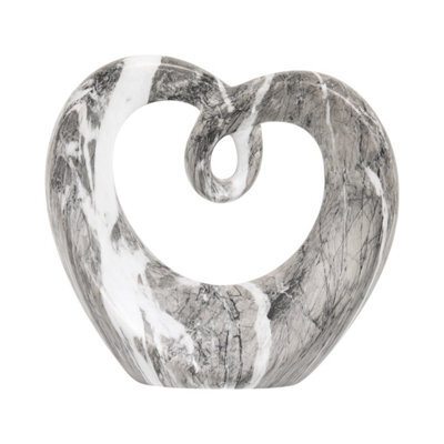 Deenz Decorative Marble Stylish Heart Shape Ornament Grey Contemporary Home Display Units Classical Tabletops 22.3 X 20.6 X 7.6 Cm - image 1
