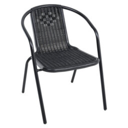 Living And Home 6 Pcs Black Vintage Style Stacking Rattan Patio Garden Chairs Outdoor Armchairs With Metal Frame - thumbnail 8