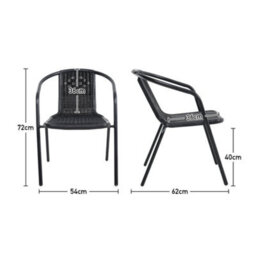 Living And Home 6 Pcs Black Vintage Style Stacking Rattan Patio Garden Chairs Outdoor Armchairs With Metal Frame - thumbnail 9