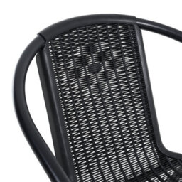 Living And Home 6 Pcs Black Vintage Style Stacking Rattan Patio Garden Chairs Outdoor Armchairs With Metal Frame - thumbnail 6
