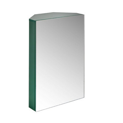 Homestylestore 450 X 650mm Dark Green Wall Mounted Corner Mirrored Door Bathroom Cabinet - image 1