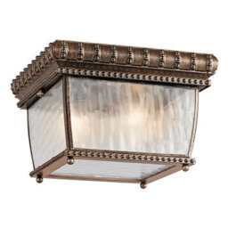 Stylish Outdoor Ip44 Brushed Bronze 2 Bulb Flush Light With Led E14 40W