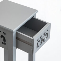 EHC Woodluv Bedside Table, Side Table, Tall Telephone Table, Drawer Storage Unit, End Table, For Bedroom, Living Room, Grey - thumbnail 8
