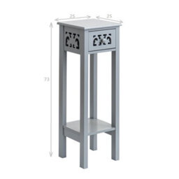 EHC Woodluv Bedside Table, Side Table, Tall Telephone Table, Drawer Storage Unit, End Table, For Bedroom, Living Room, Grey - thumbnail 9