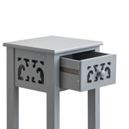 EHC Woodluv Bedside Table, Side Table, Tall Telephone Table, Drawer Storage Unit, End Table, For Bedroom, Living Room, Grey - thumbnail 7