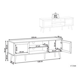 Wyld And Coco Light Brown Particle Board Tv Stand With Tempered Glass Doors And Pine Legs - Wide Minimalist Design - thumbnail 4