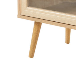 Wyld And Coco Light Brown Particle Board Tv Stand With Tempered Glass Doors And Pine Legs - Wide Minimalist Design - thumbnail 8