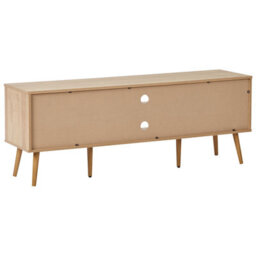 Wyld And Coco Light Brown Particle Board Tv Stand With Tempered Glass Doors And Pine Legs - Wide Minimalist Design - thumbnail 6