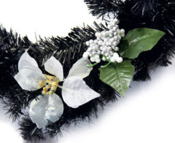 Best Artificial 9Ft Black & Silver Decorated Christmas Garland Supplied With 80 Bright White Battery Leds Banister - thumbnail 3