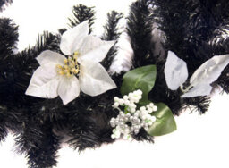 Best Artificial 9Ft Black & Silver Decorated Christmas Garland Supplied With 80 Bright White Battery Leds Banister - thumbnail 2