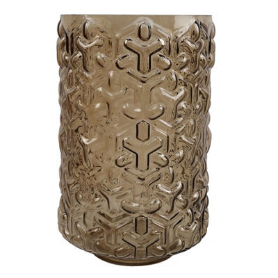 Leaf 29Cm Embossed Chestnut Glass Vase - image 1