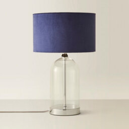Valuelights Jessy Glass And Black Metal Bedside Table Lamp With A Navy Blue Velvet Lampshade - Bulb Included - thumbnail 6