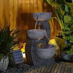 Living And Home Garden 3 Bowl Solar Powered Water Fountain Outdoor Decor - thumbnail 3