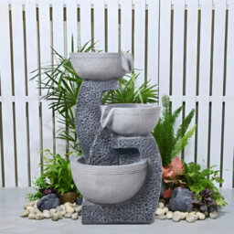 Living And Home Garden 3 Bowl Solar Powered Water Fountain Outdoor Decor - thumbnail 2