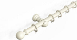 Lister Cartwright  28 mm Wooden Curtain Poles Fixed Length (Linen White Ball, 240 Cm)