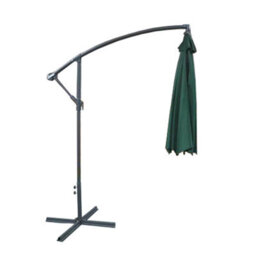Sundaze 3M Green Garden Cantilever Banana Parasol Umbrella Crank Hanging Patio With Base Weights & Cover - thumbnail 3
