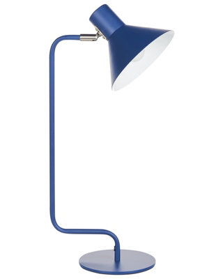 Beliani Blue Metal Desk Lamp 51 Cm Adjustable Cone Shade - Retro-Industrial Bedside And Desk Lamp - image 1