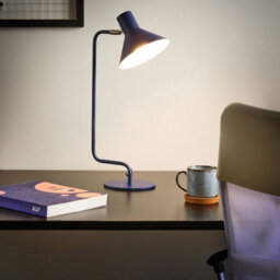 Beliani Blue Metal Desk Lamp 51 Cm Adjustable Cone Shade - Retro-Industrial Bedside And Desk Lamp - thumbnail 2
