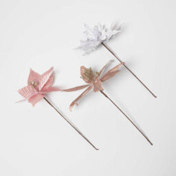 Homescapes Set Of 3 Artificial Pink Handcrafted Poinsettia Single Stem Decorations, 45 Cm - thumbnail 2