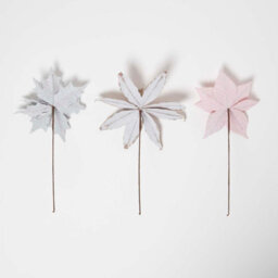 Homescapes Set Of 3 Artificial Pink Handcrafted Poinsettia Single Stem Decorations, 45 Cm - thumbnail 4