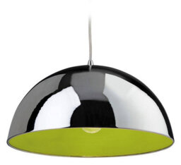 Luminosa Lighting Luminosa Bistro 1 Light Dome Ceiling Pendant Chrome, Green Inside, E27