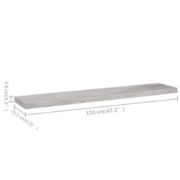 Berkfield Floating Wall Shelf Concrete Grey 120X23.5X3.8 Cm Mdf - thumbnail 7