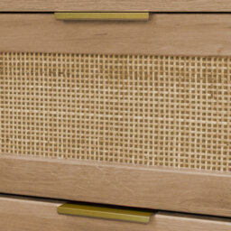 Sweeek - Wood And Cane Effect 4-Drawer Chest With Gilded Metal Handle Natural Colour - W 48 X D 39.5 X H 96 Cm Eva   Sweeek - thumbnail 4