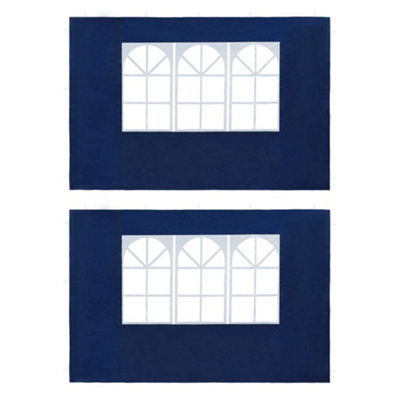 Berkfield Partytent Sidewall 2 Pcs With Window Pe Blue - image 1