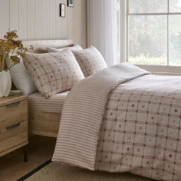 Dreams & Drapes Cottage Check Brushed Cotton Natural Duvet Cover Set