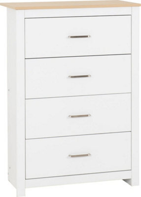 Seconique Portland 4 Drawer Chest In White With Oak Effect Finish - image 1