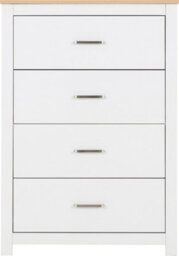 Seconique Portland 4 Drawer Chest In White With Oak Effect Finish - thumbnail 4