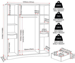Seconique Tessa 4 Door Mirrored Wardrobe-Natural Oak Effect - thumbnail 9