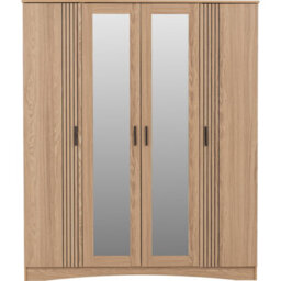 Seconique Tessa 4 Door Mirrored Wardrobe-Natural Oak Effect - thumbnail 3