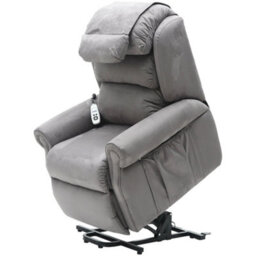 Loops Comfortable Dual Motor Rise And Recline Armchair In Luxury Grey Suedette Fabric - thumbnail 3