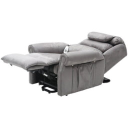 Loops Comfortable Dual Motor Rise And Recline Armchair In Luxury Grey Suedette Fabric - thumbnail 2